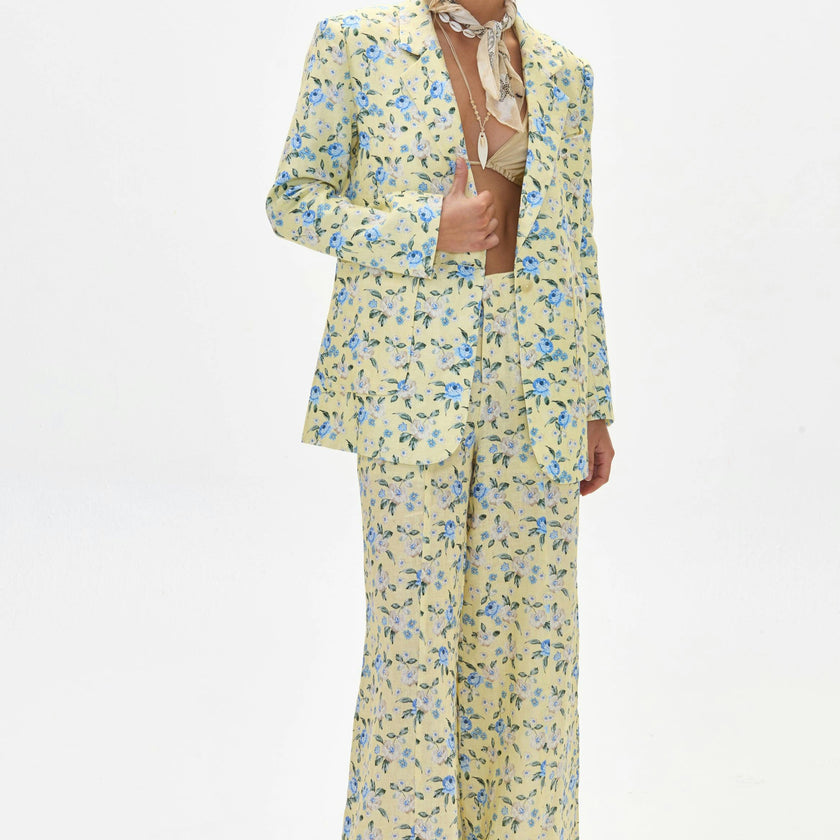 Hygge Linen Blazer - Francesca Print