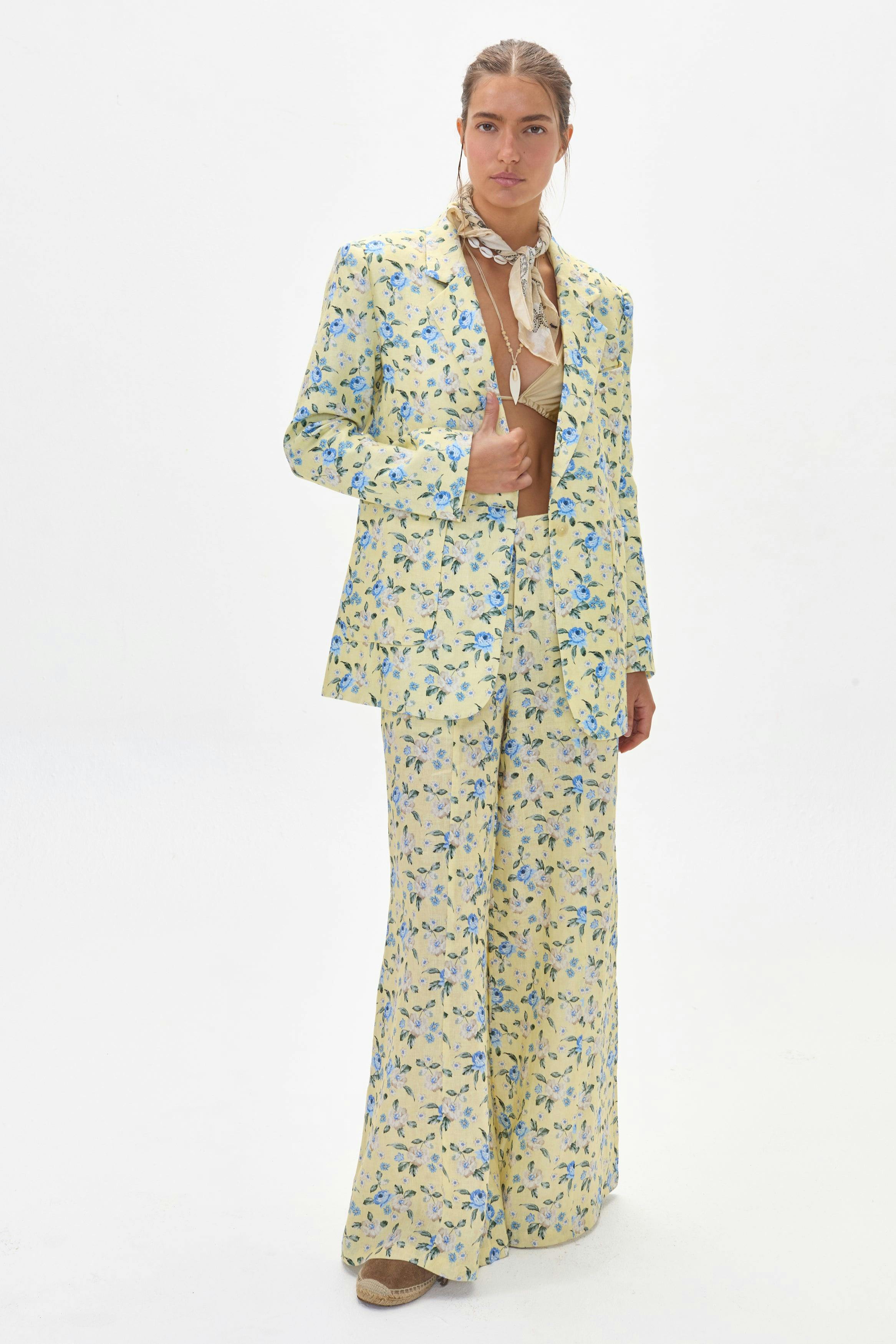 Hygge Linen Blazer - Francesca Print