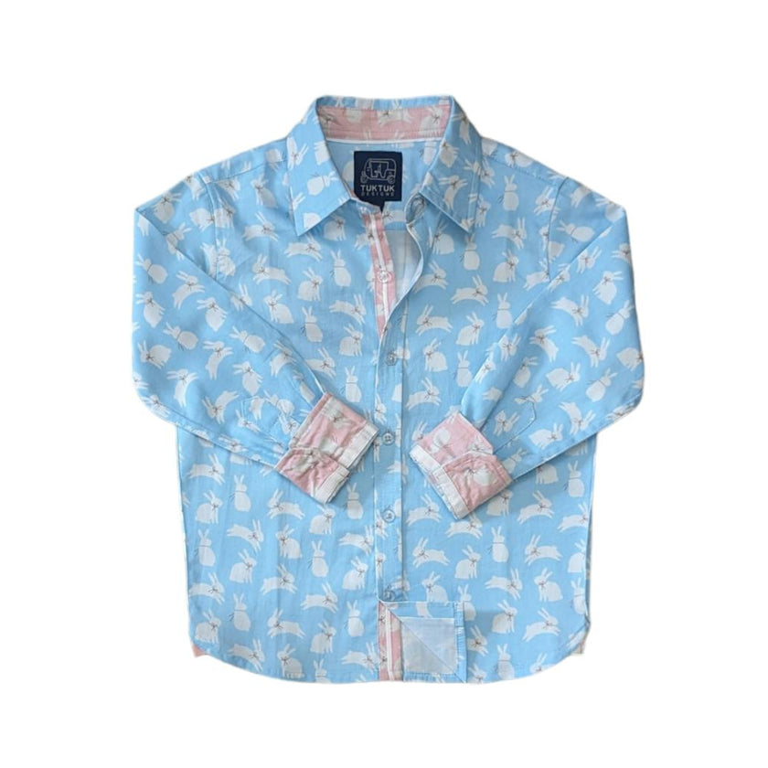 Bunnies in Blue Shirt in Long Sleeves