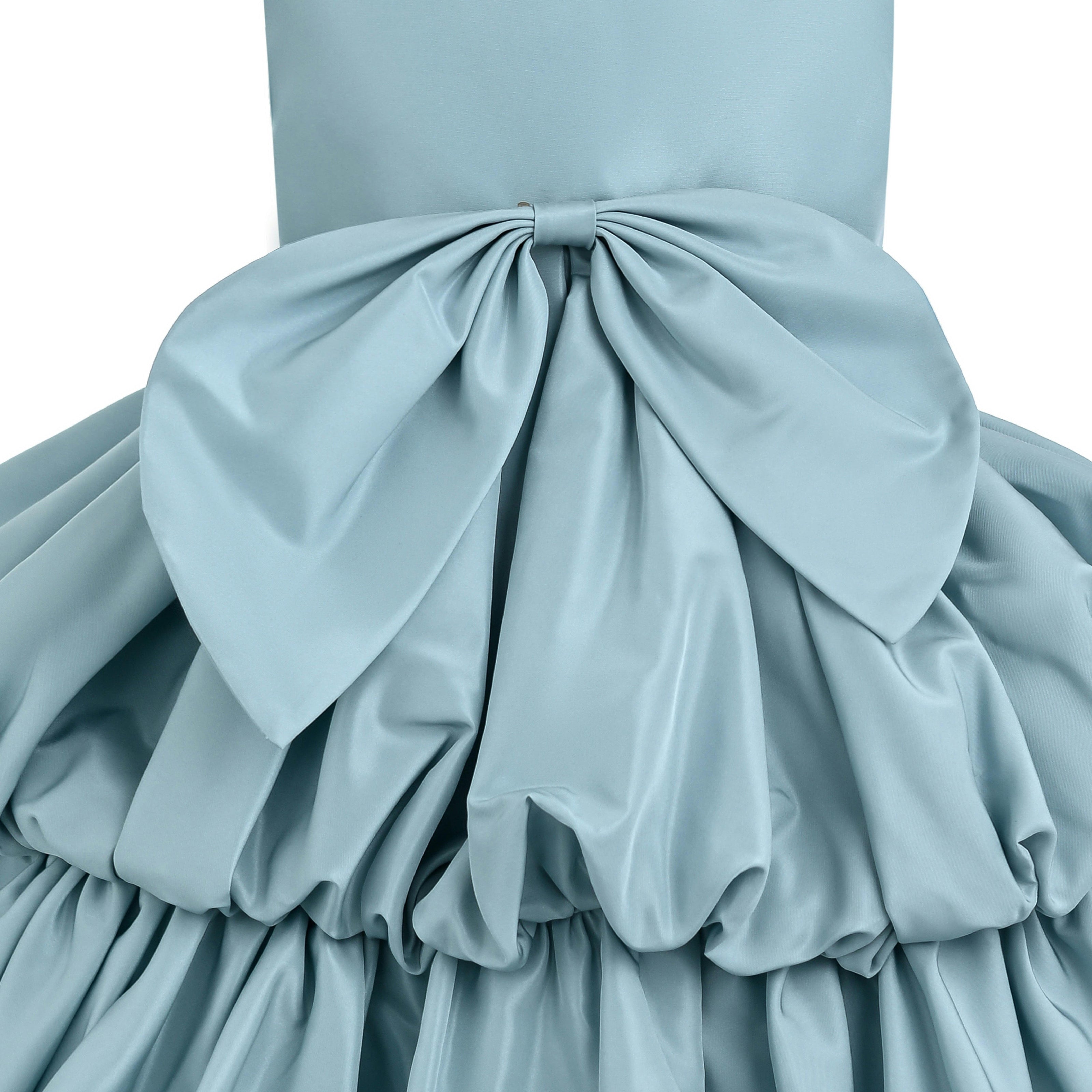 Blue Marina Satin Tiered Dress