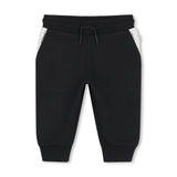 Black Textured Hooded Tracksuit Set