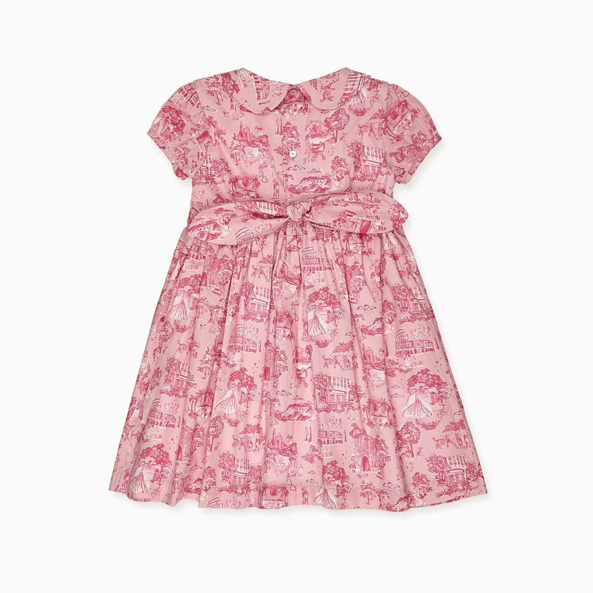 Nicky Hilton x La Coqueta Pink Toile de Jouy Theodora Girl Hand-Smocked Dress