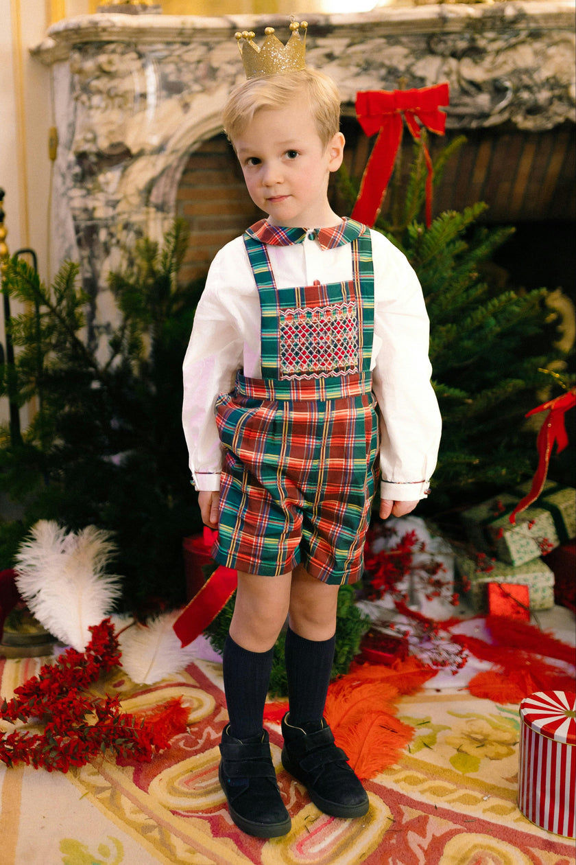 GEORGE TARTAN ROUGE OVERALLS SET