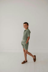 Boys Knit Shorts in Aloe