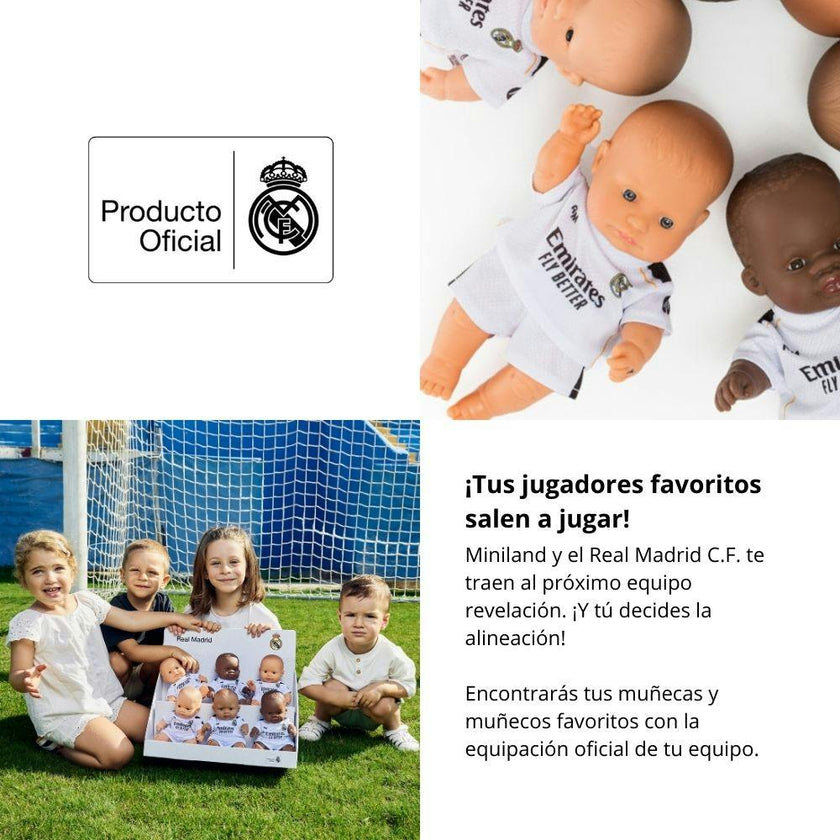 Baby Girl Doll 8 1/4 inch with Real Madrid Soccer Jersey
