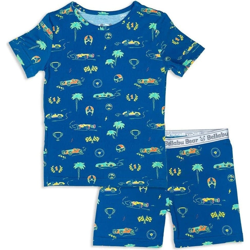 Monaco Blue Bamboo Kids Pajama Short Set