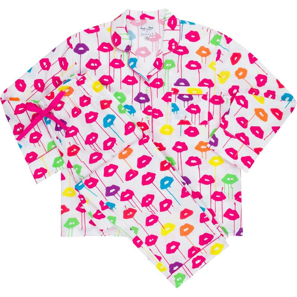 Women's Drawbertson Drippy Lips Long PJ Set - Organic Cotton Poplin