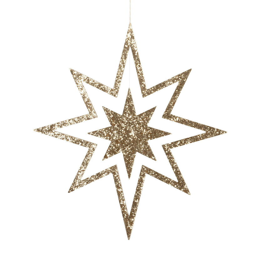 Large Glitter Wooden Star Decorations