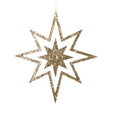 Large Glitter Wooden Star Decorations