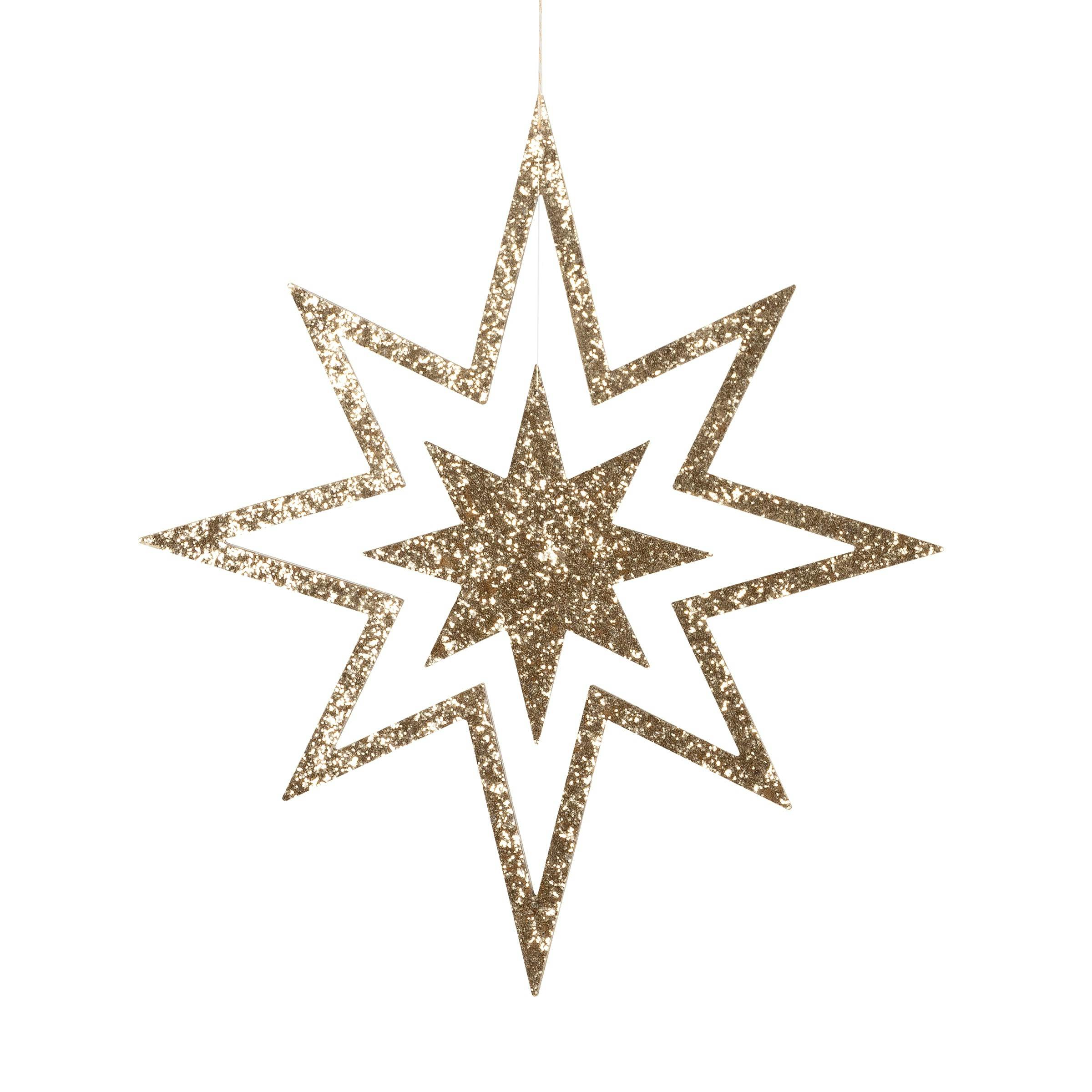 Large Glitter Wooden Star Decorations