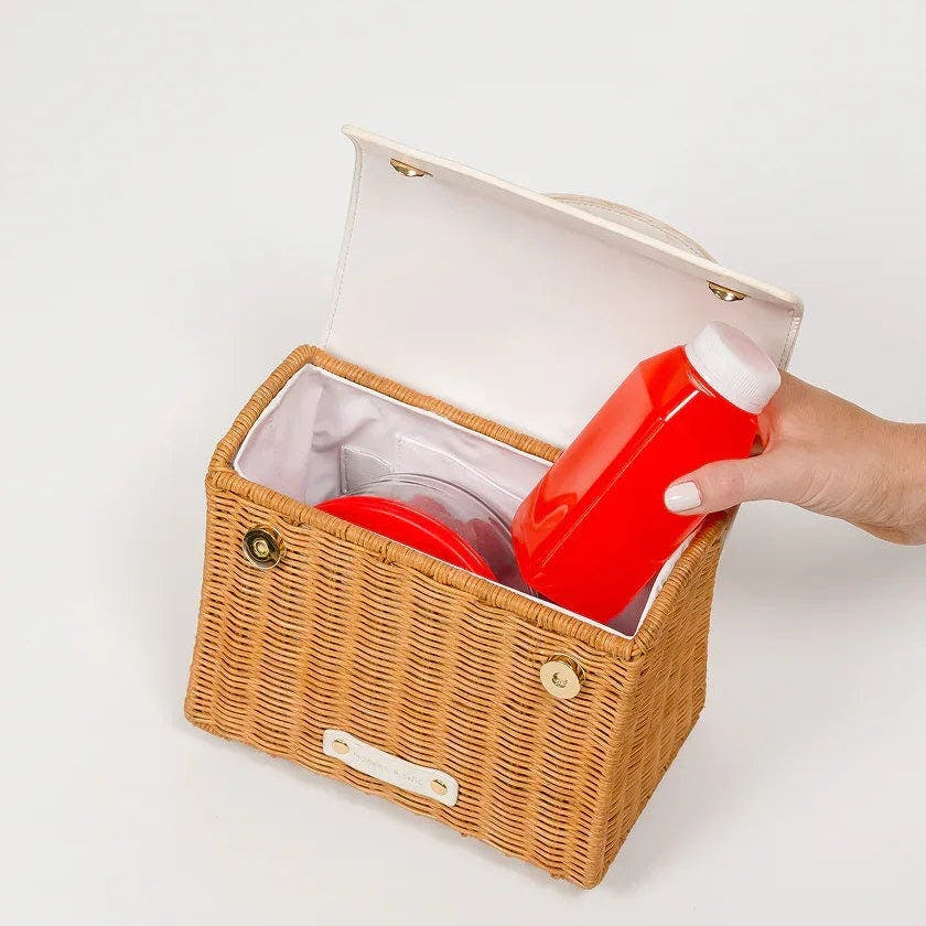 Mini Insulated Hand-Woven Wicker Lunchbox