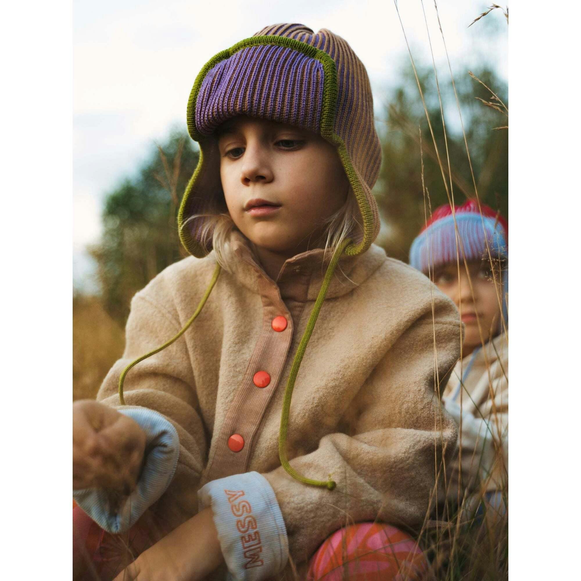 children's merino pilot cap - pink pine