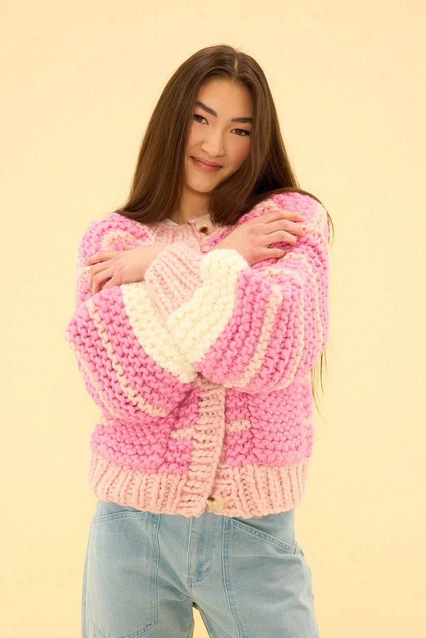 Bailey Cardigan in Pink Stripes