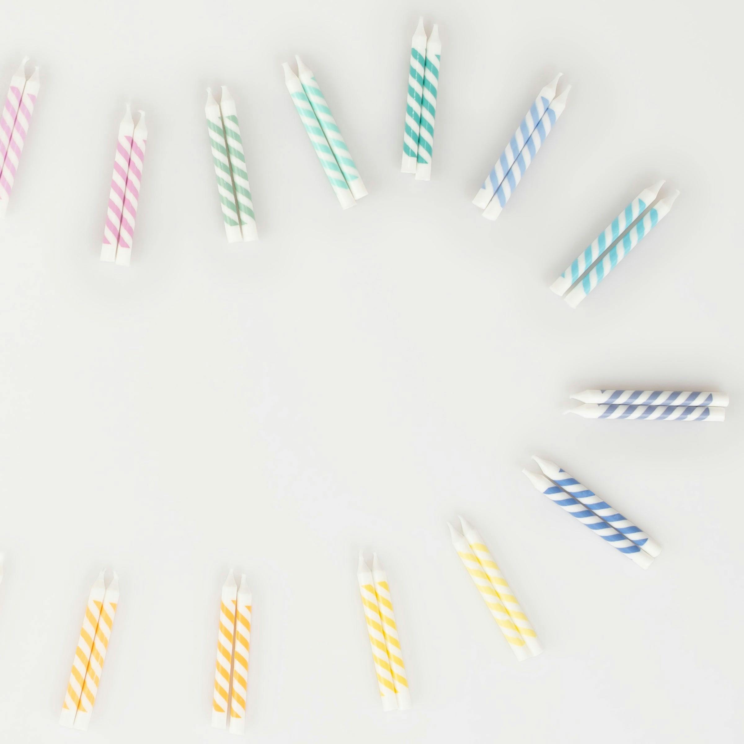 Rainbow Striped Mini Candles