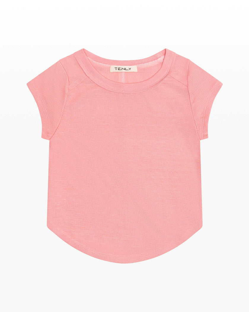 Rayon Rib Exposed Cap Sleeve Tee