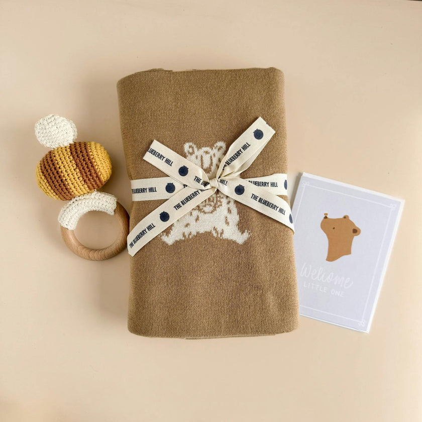 Organic Cotton Blanket, Honey Bear