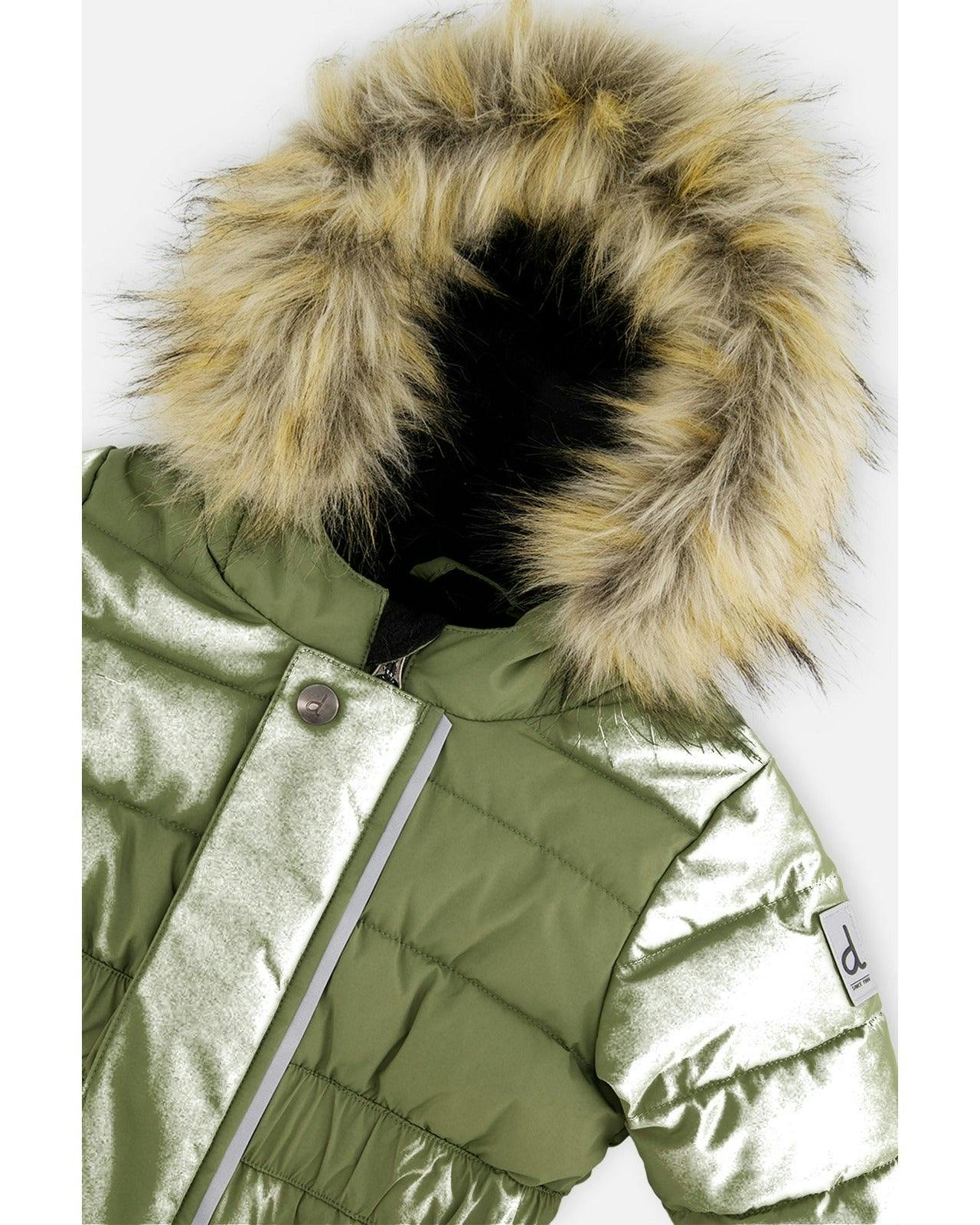 Baby Original One Piece Puffy Snowsuit With Removable Mittens And Boots Olive Green