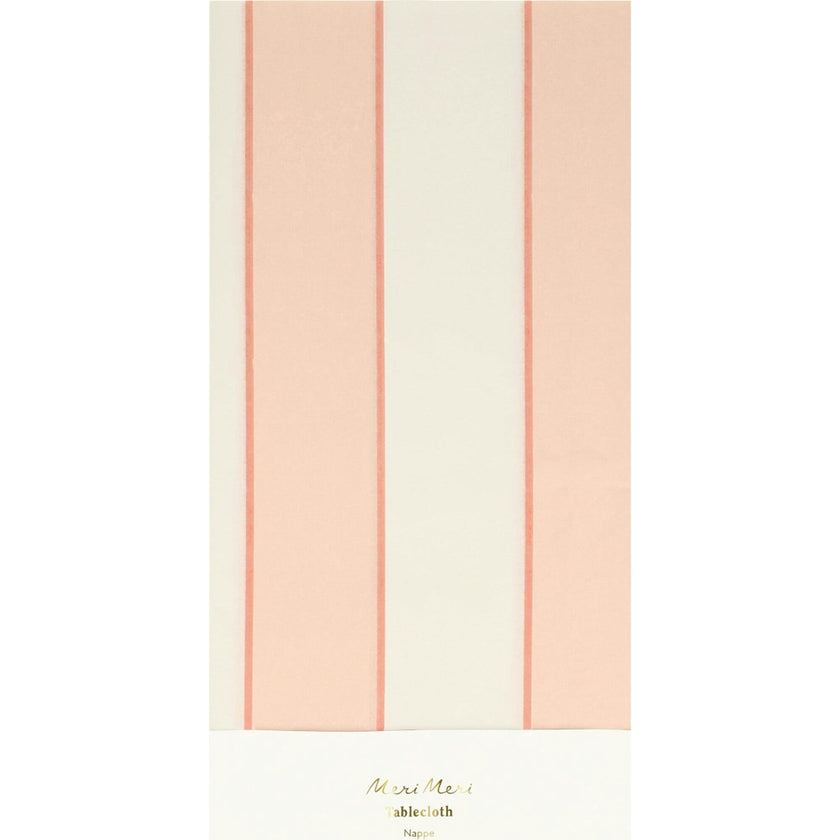Peach Striped Paper Tablecloth