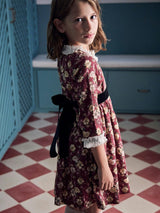 Burgundy Floral Silas Girl Dress