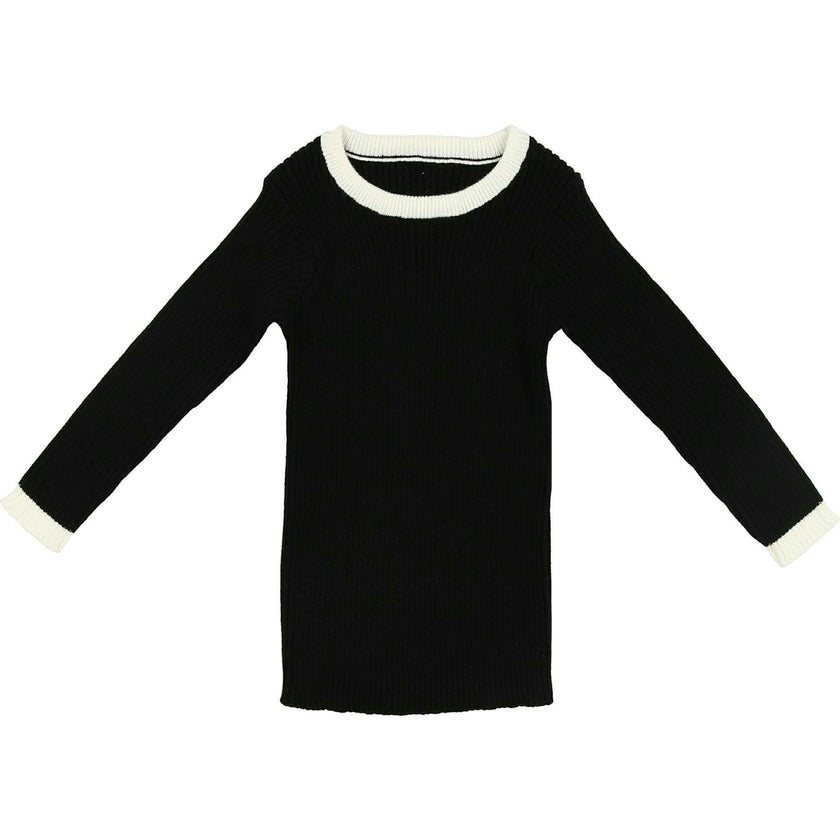 Boy Knit Contrast Piped Round Neck Long Sleeve Sweater