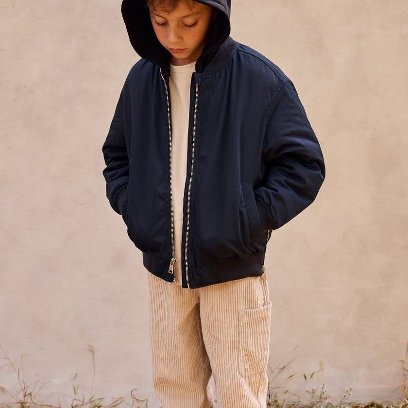 Padded Bomber Jacket With Removable Hood