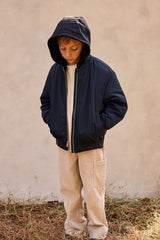 Padded Bomber Jacket With Removable Hood