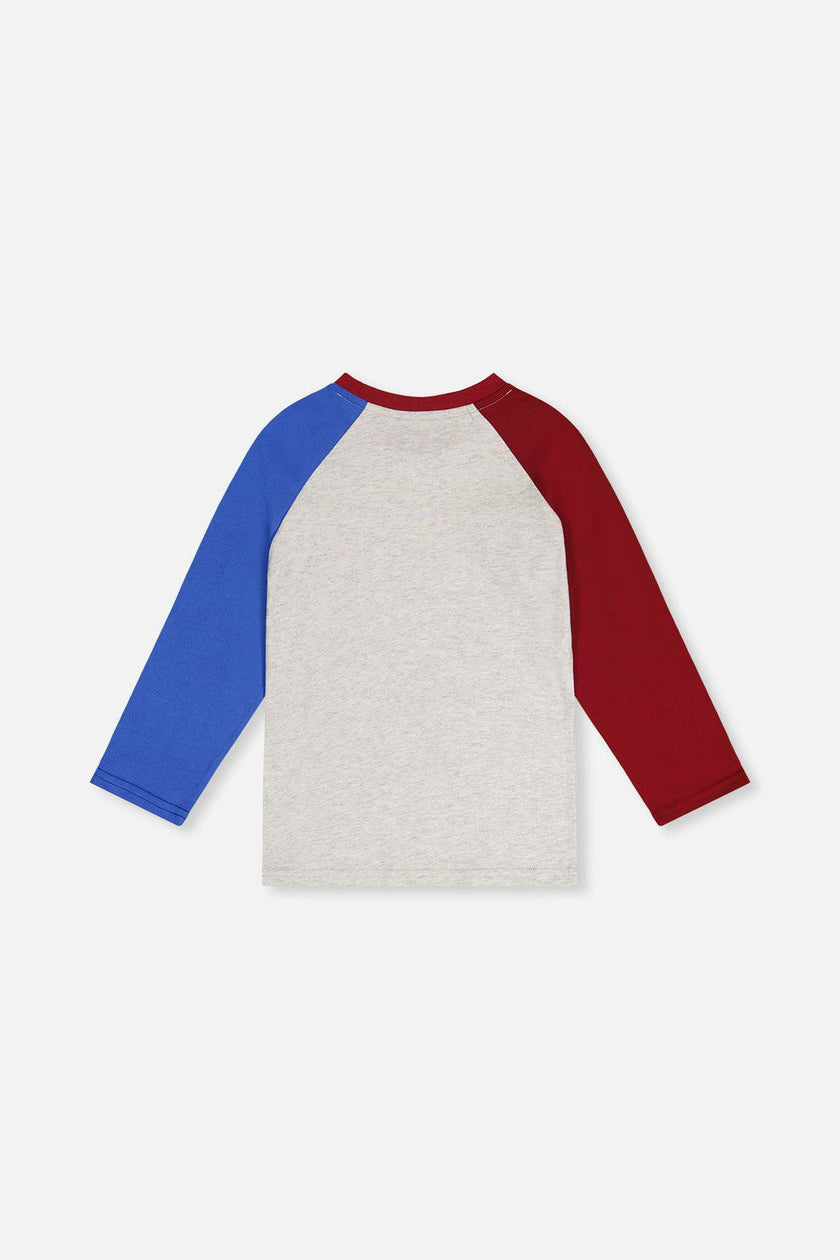 Raglan T-Shirt Heather Grey, Red And Blue