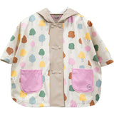 Tree Print Rain Hooded Poncho