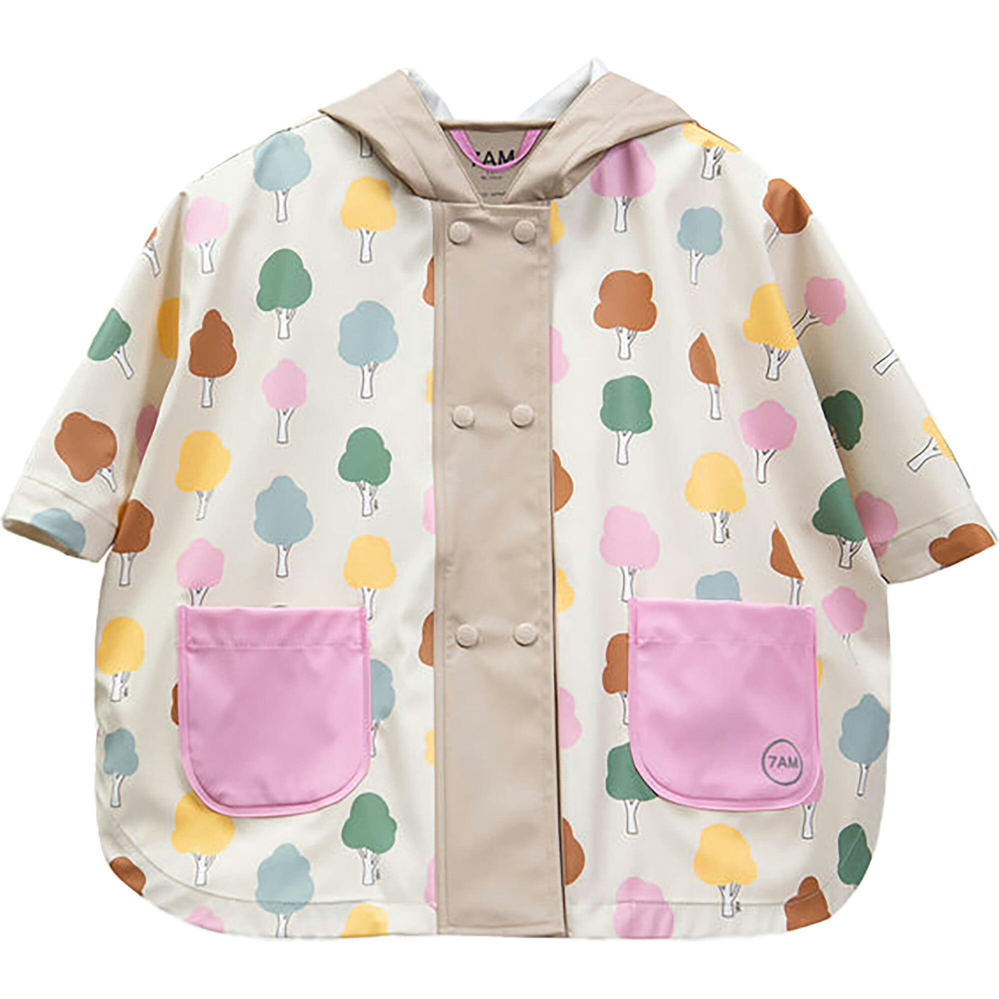 Tree Print Rain Hooded Poncho