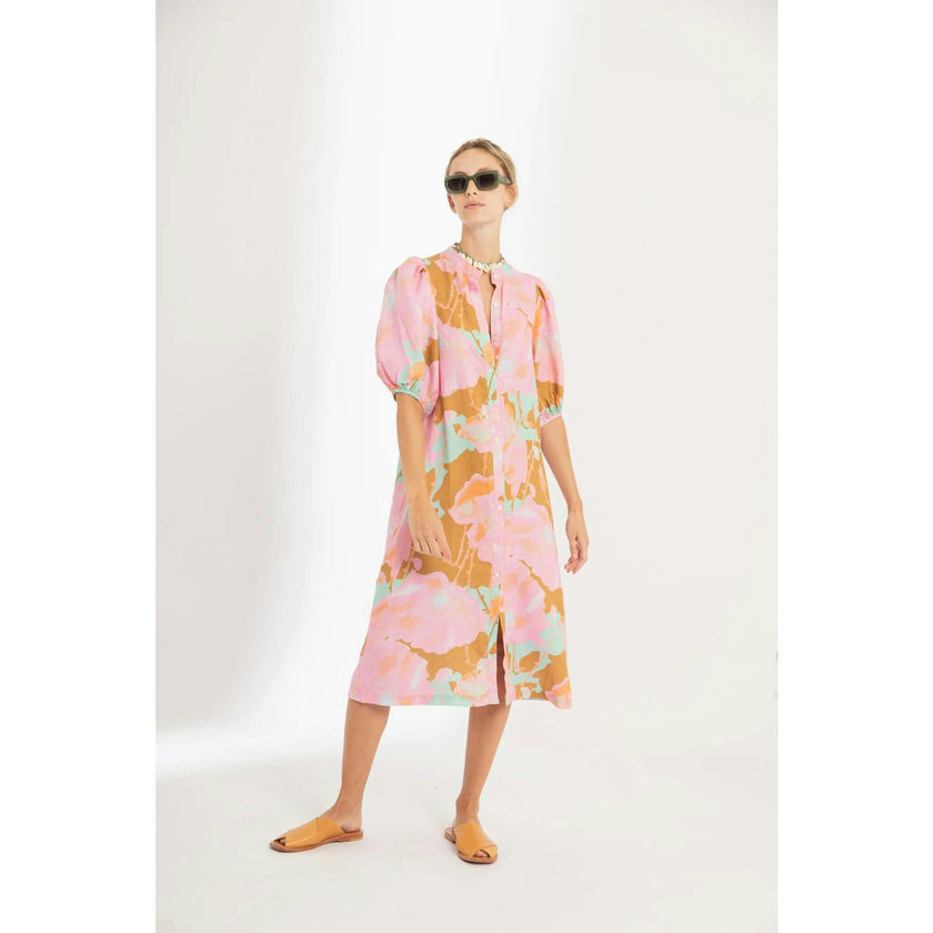 Bubble Linen Dress - Aquarela