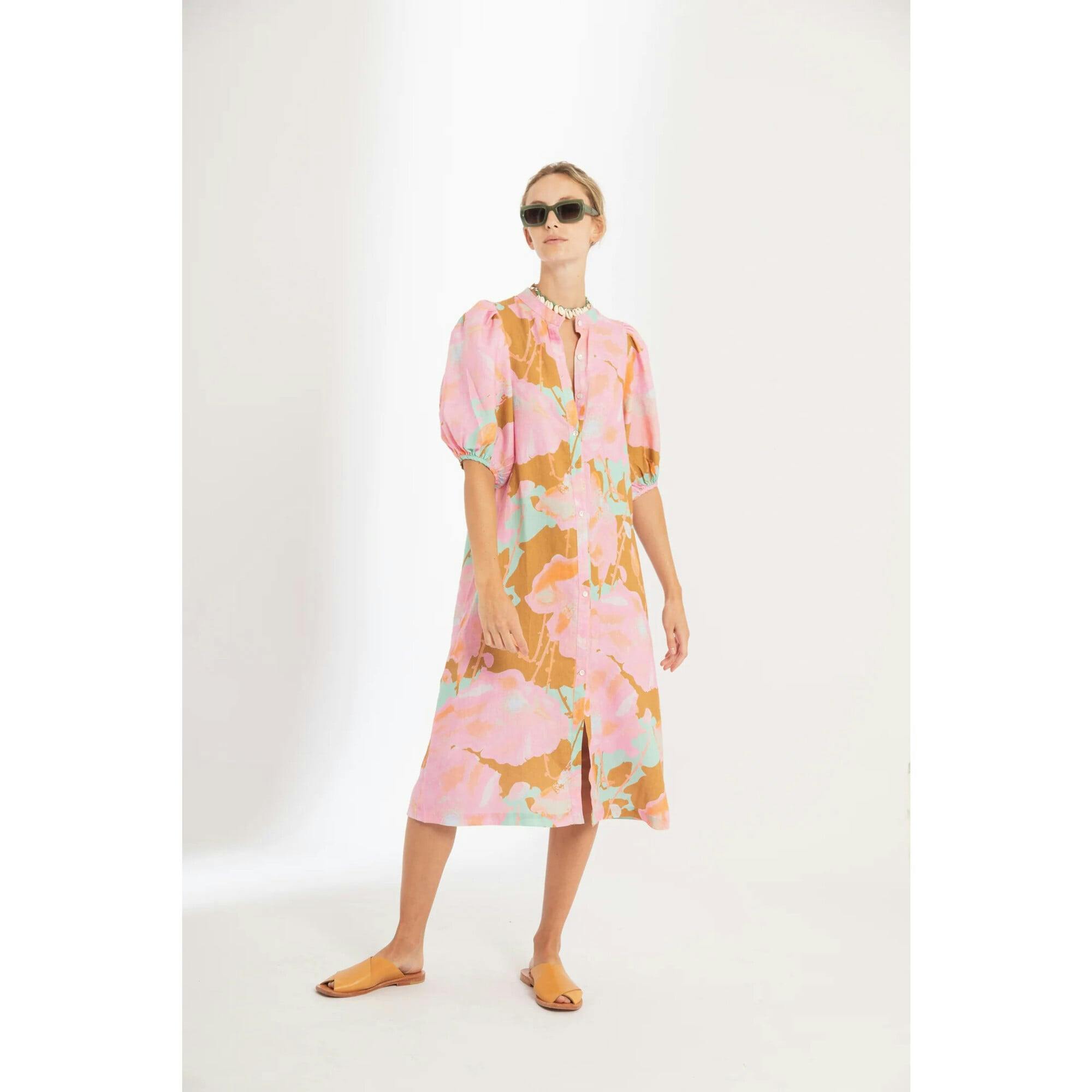 Bubble Linen Dress - Aquarela