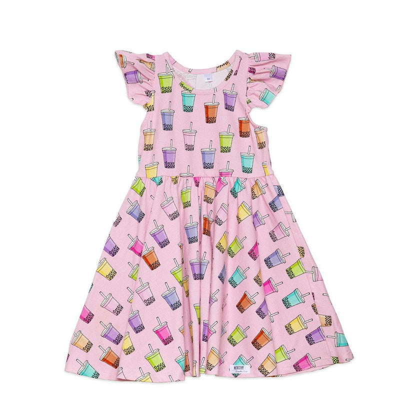 Racer Back Twirly Dress in Boba