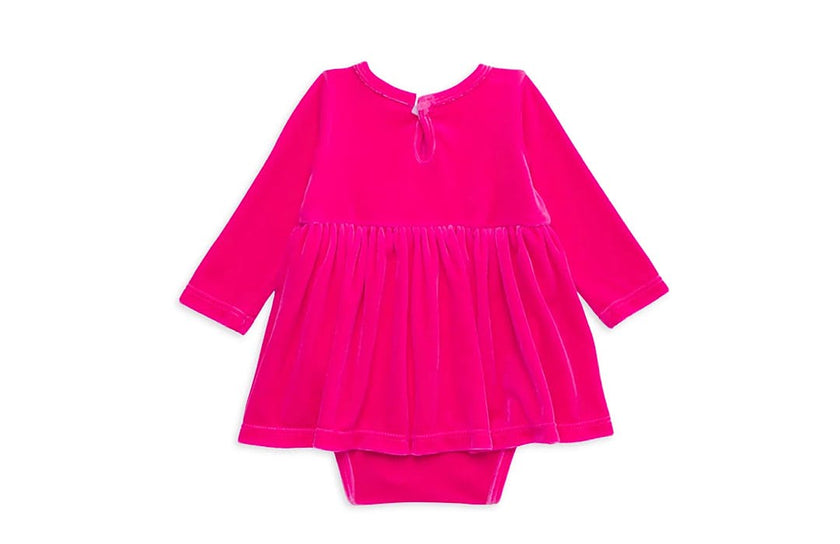 Long Sleeve Bubble Romper in Hot Pink Velvet