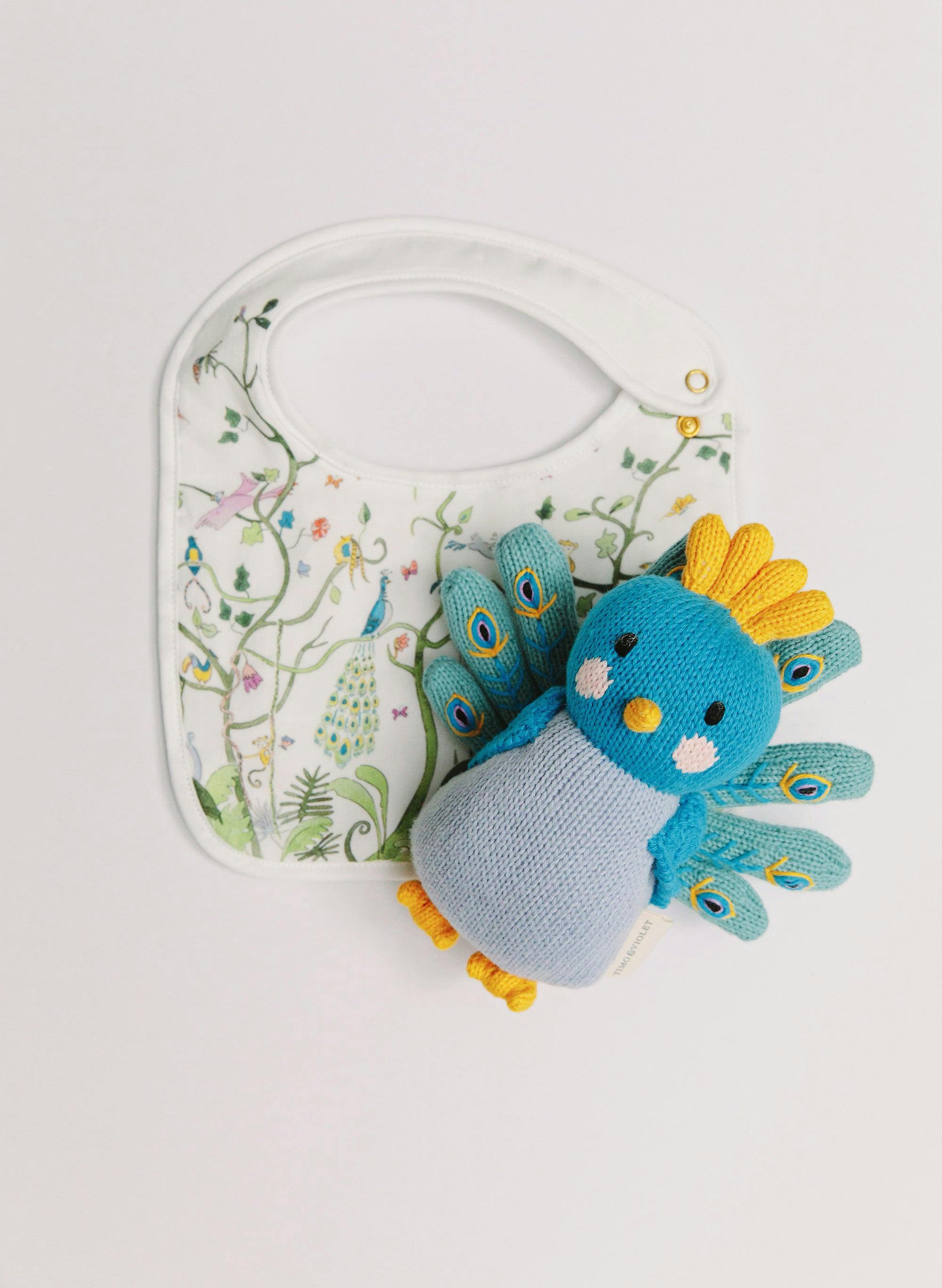 Violet the Peacock and Tropical Baby Classic Bib Set