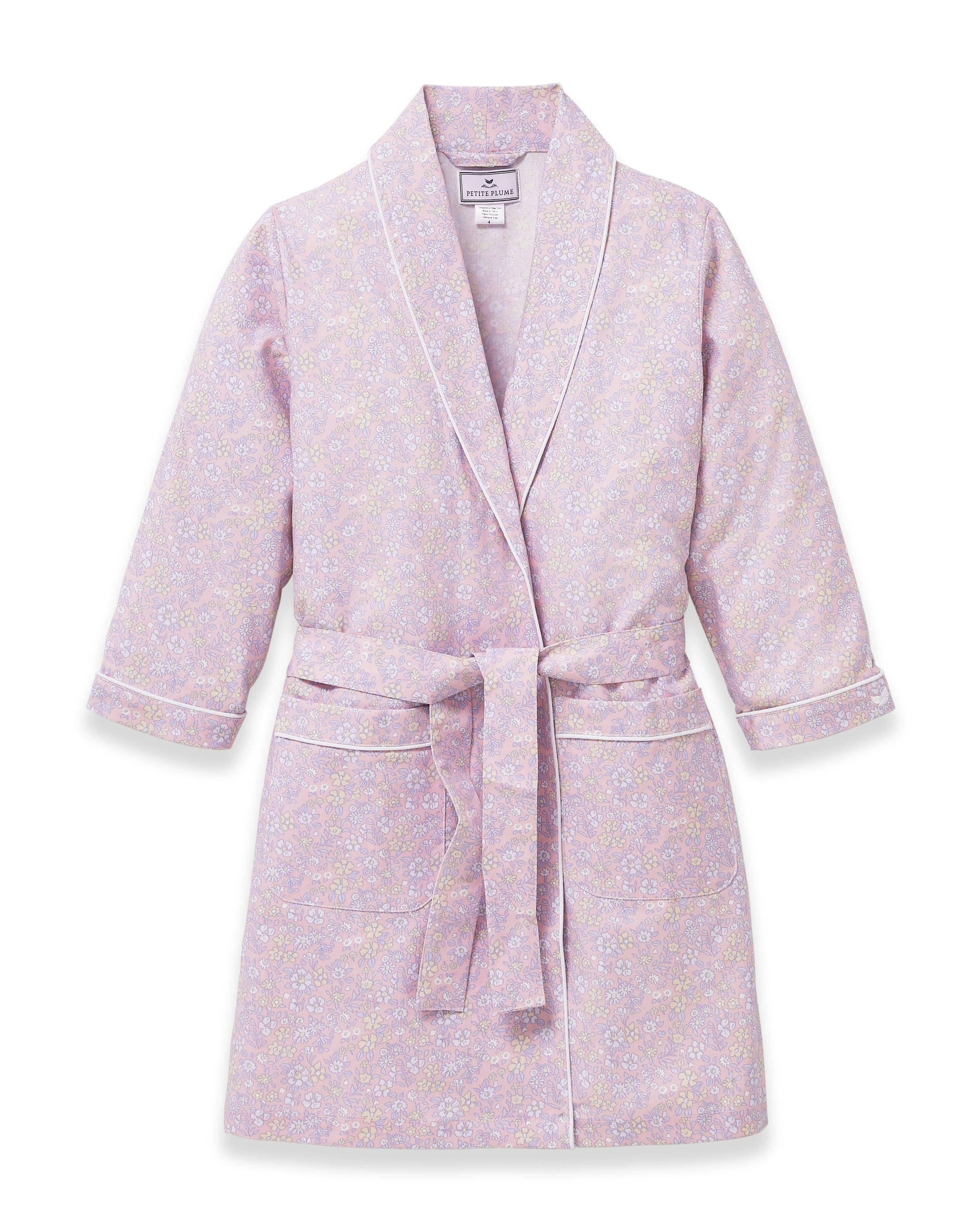 Kid's Twill Robe in Fleur Blush