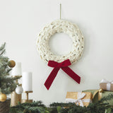 Bones with Red Bow Handmade Hand Felted Wool Wreath - 14"
