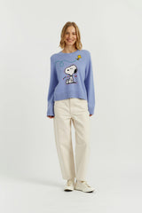 Wool-Cashmere Snoopy Embroidered Sweater