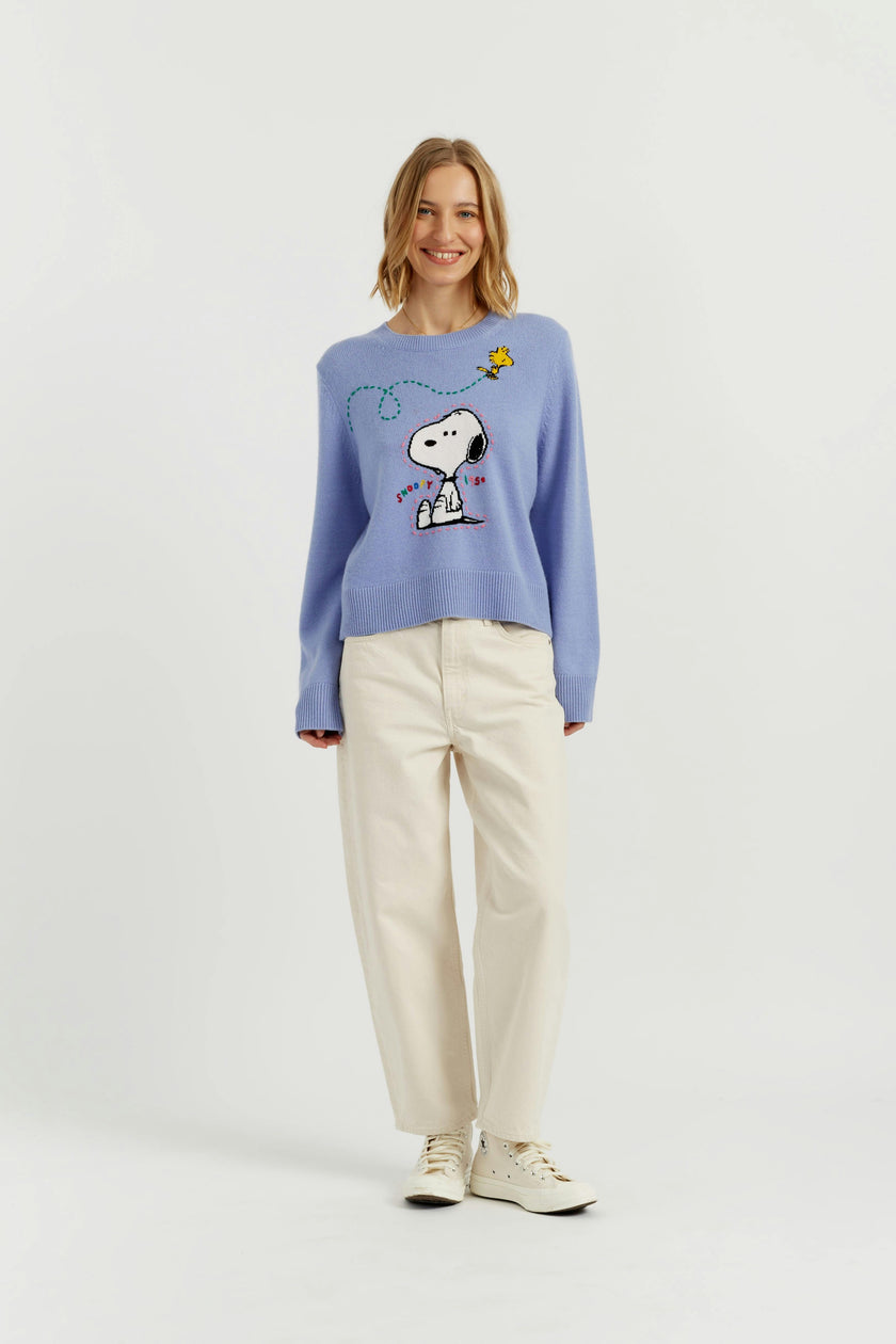 Wool-Cashmere Snoopy Embroidered Sweater