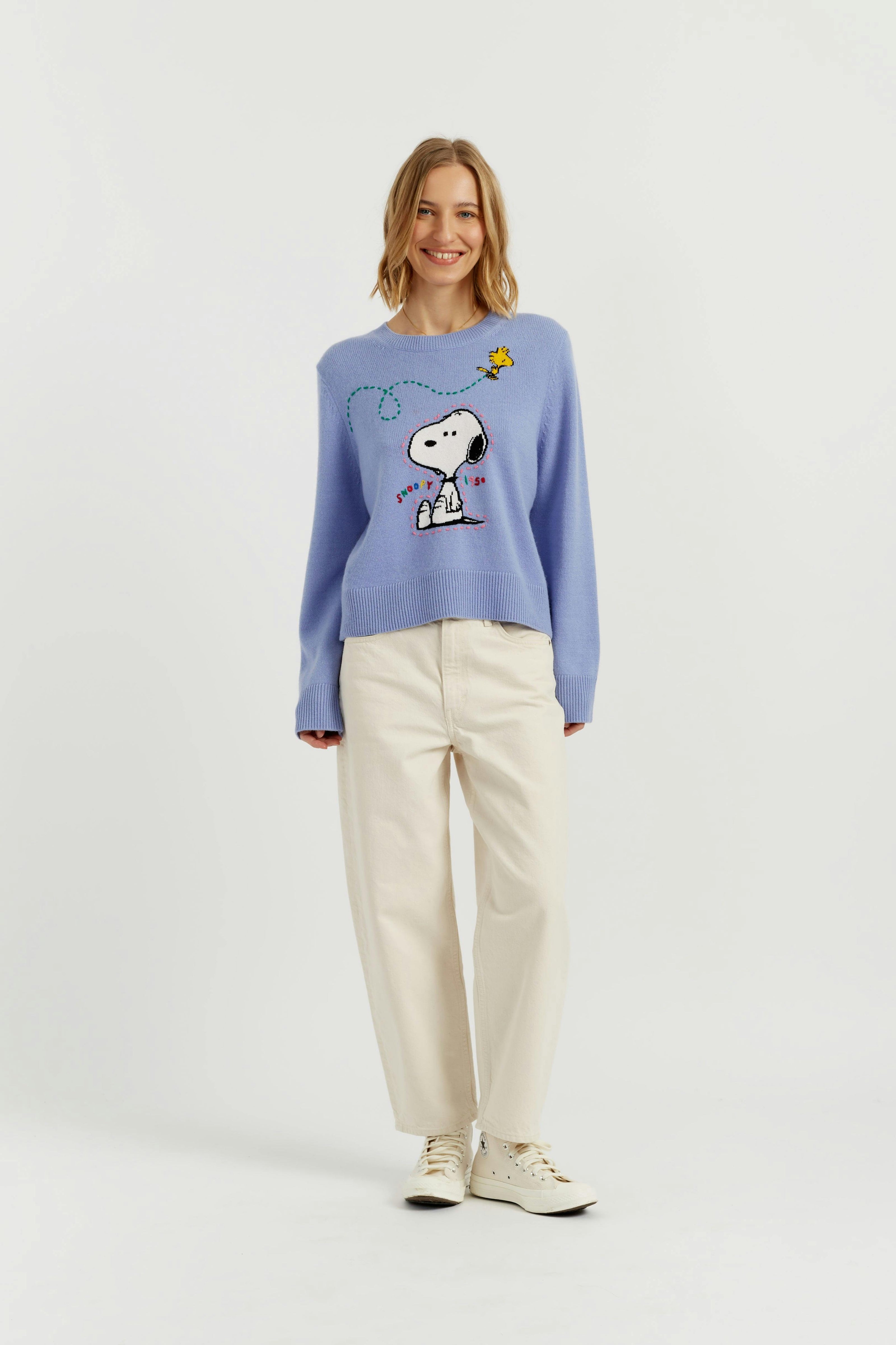 Wool-Cashmere Snoopy Embroidered Sweater
