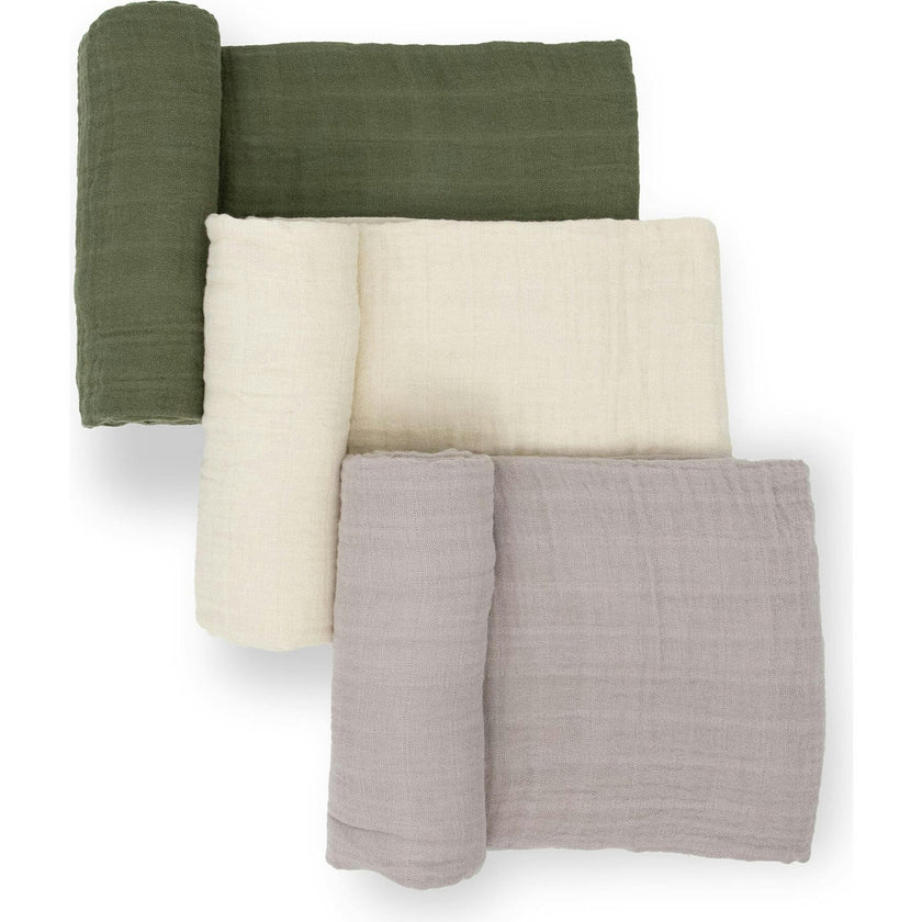 Cotton Muslin Swaddle Blanket 3 Pack - Fern 2