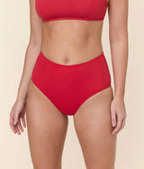 The High Waist Bikini Bottom - Eco Nylon - Cherry Red