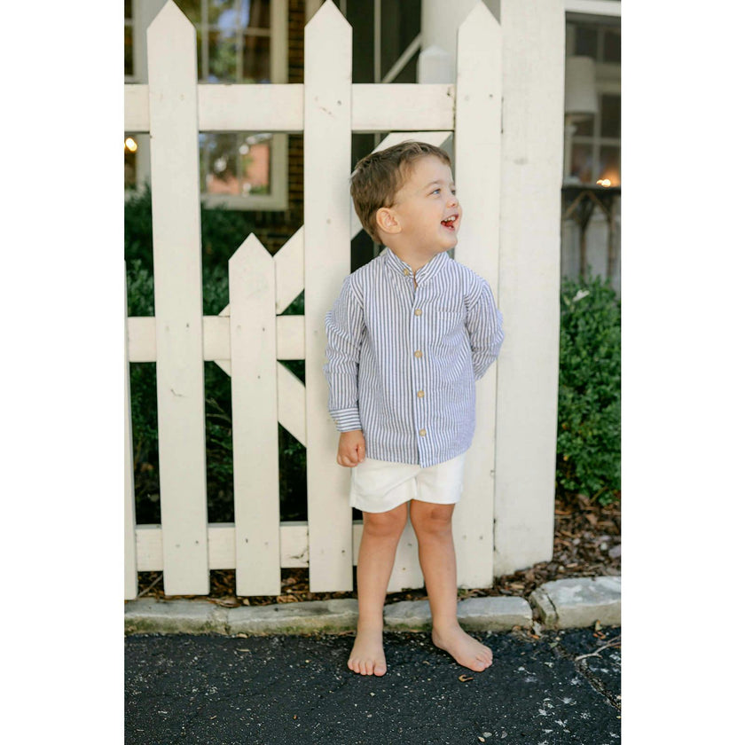 Arthur Long Sleeve Shirt - Navy Seersucker