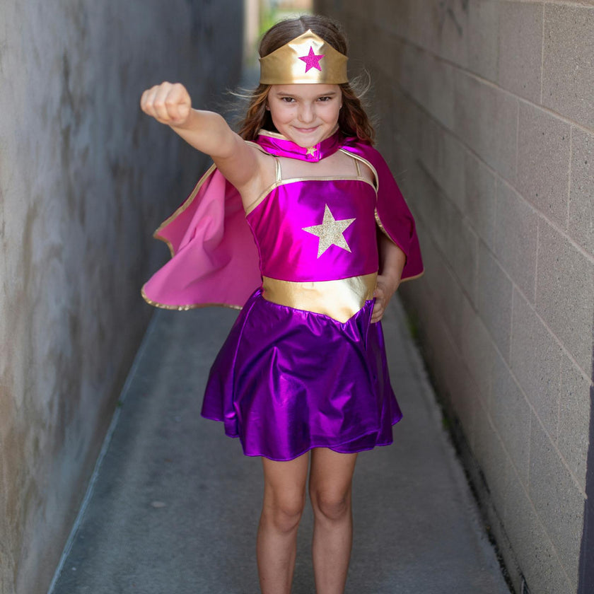 Superhero Star Dress, Cape & Headpiece