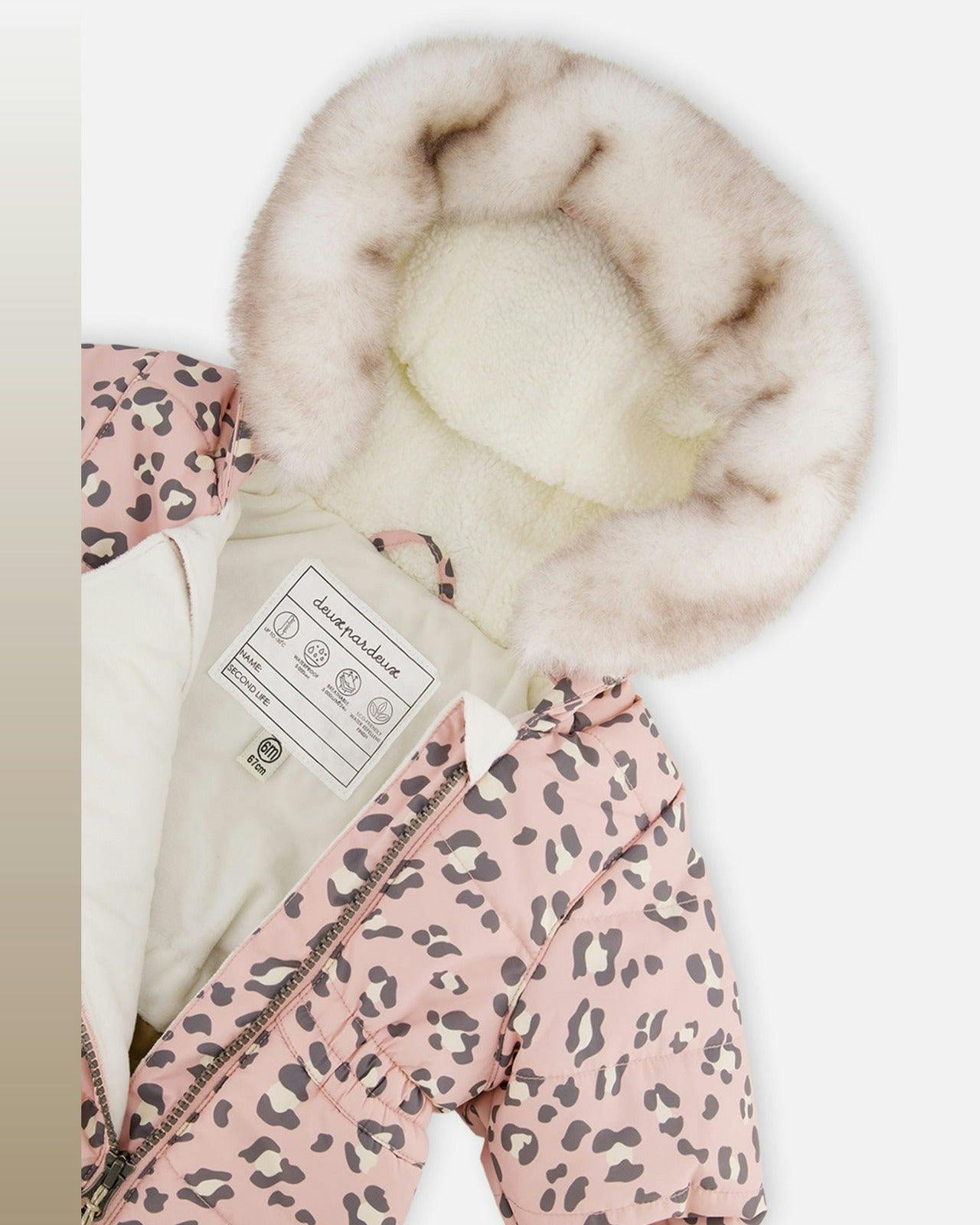 Baby One Piece Snowsuit For Car Seats Rose Leopard Print