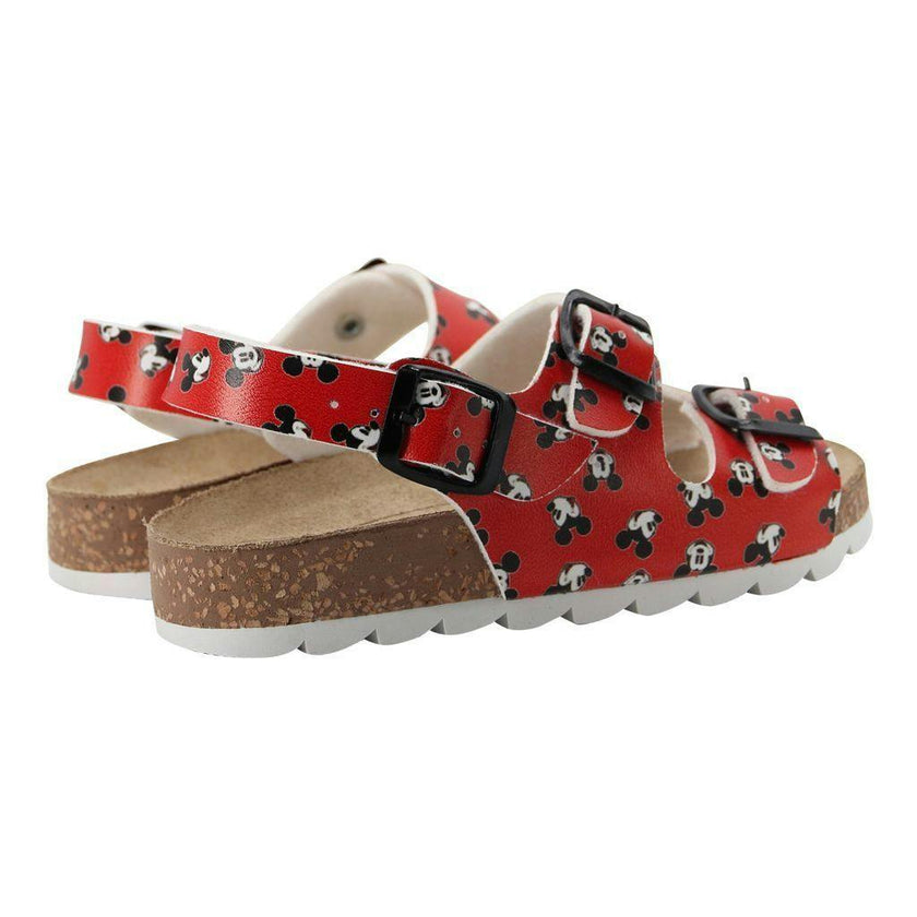 Red Mickey Print Sandals