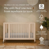 Rolli 9-in-1 Convertible All-Stages® Crib with Bassinet & Toddler Bed Conversion Kits in Washed Natural