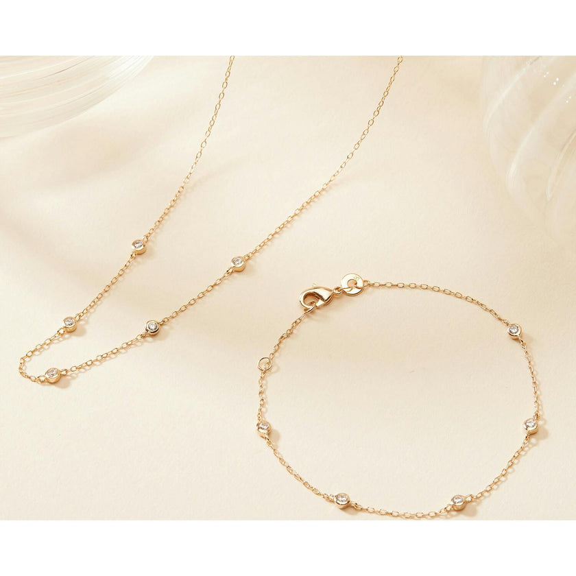 Crystal Solitaire Necklace, 14k Gold Plated