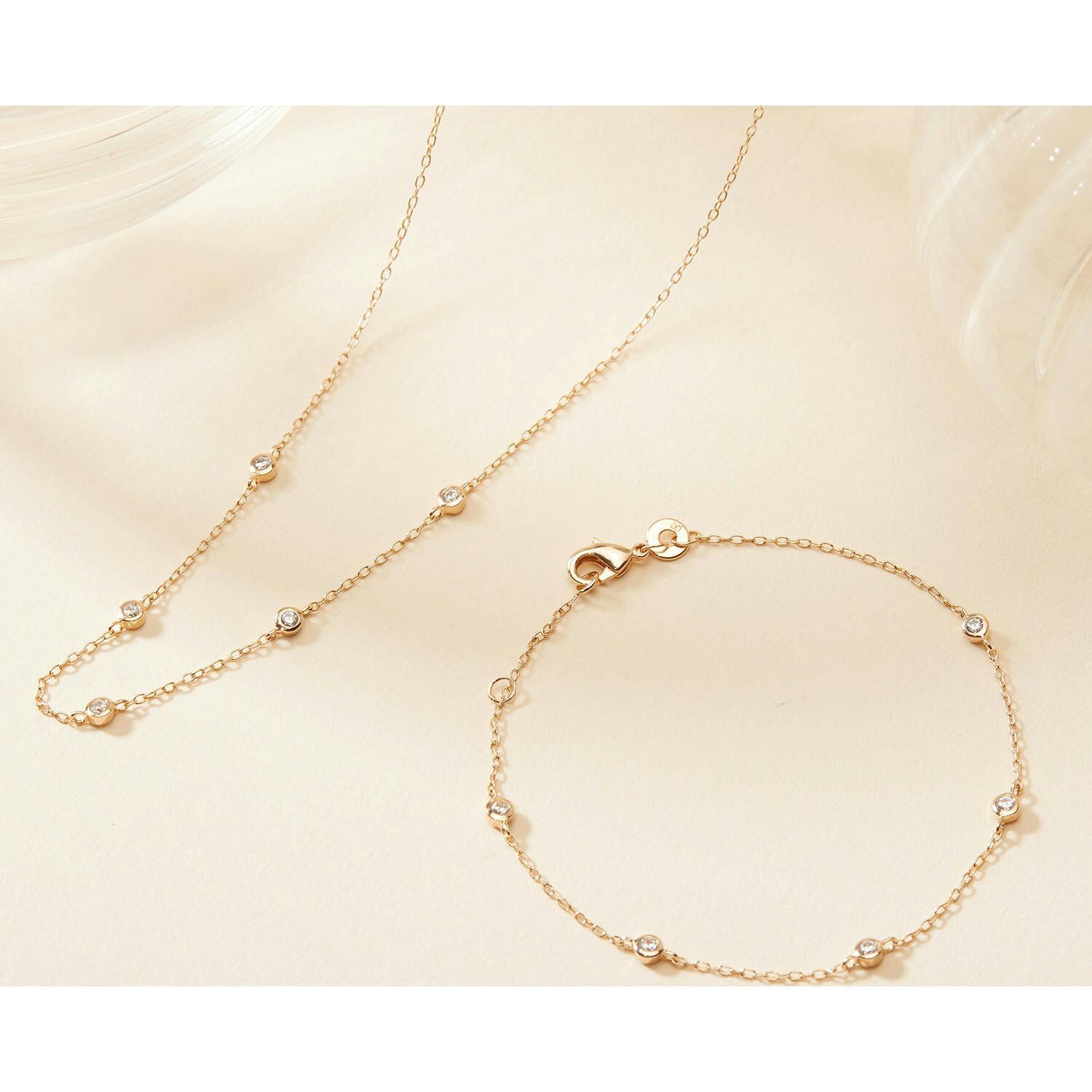Crystal Solitaire Necklace, 14k Gold Plated