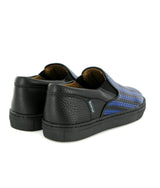 Leather Slip On Sneakers, Black & Blue