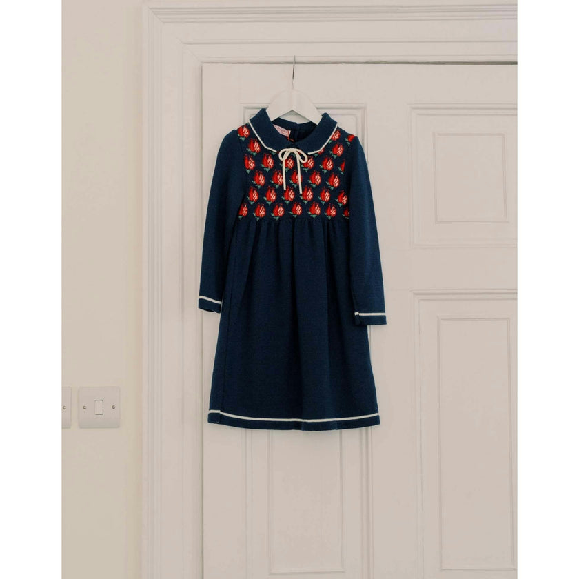 Navy Pomegranate Merino Girl Knitted Dress